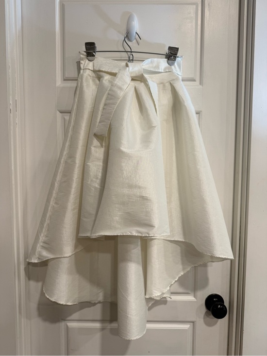 Touch Me Dresses & Skirts - Touch Me Ivory High Low Midi Skirt Bow Tie Waist Satin Look Size Medium